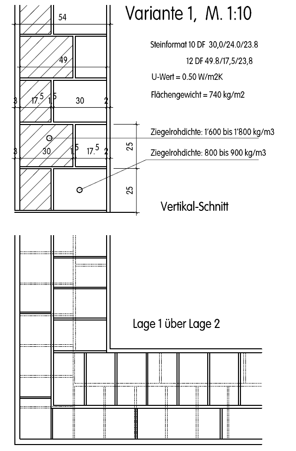 Verlegeplan zum energieeffizenten Ziegelmauerwerk